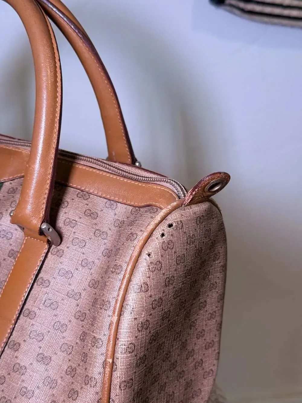Gucci Vintage Micro GG Supreme Web Stripe Boston Bag